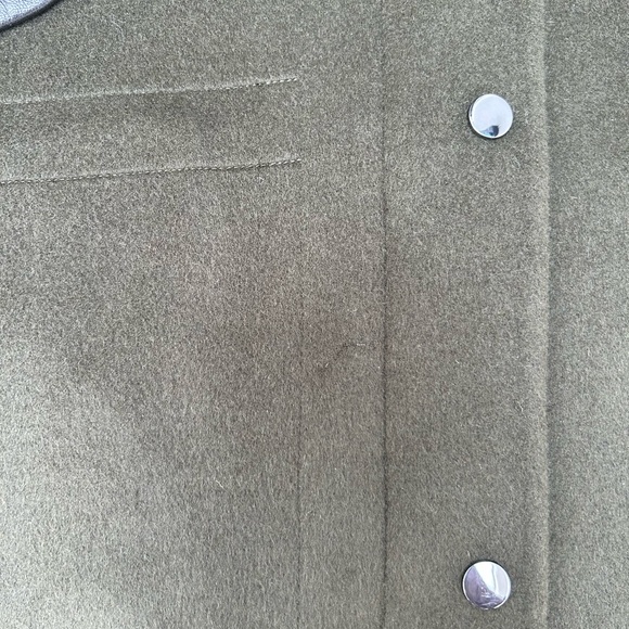 Maje wool blended coat with leather details. Military green color. Size 1. - Picture 7 of 16
